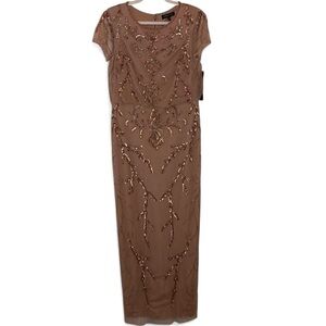 Papell Studio Light Pink Shiny Formal Maxi Dress